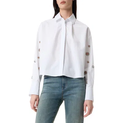 Robert Rodriguez Adara Grommet Long Sleeve Button-up Shirt In White