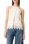 Robert Rodriguez Biarritz Lace Trim Halter Top In White