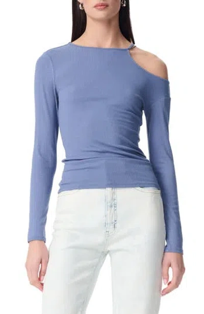 Robert Rodriguez Charlie Cold Shoulder Cutout Long Sleeve Top In Blue