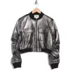 Robert Rodriguez Glossy Bomber Jacket In Black/silver Suede