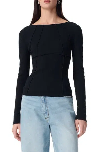 Robert Rodriguez Isobel Long Sleeve Ribbed Top In Blue