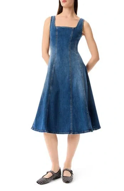Robert Rodriguez Nova Sleeveless Seamed Denim Midi Dress In Blue