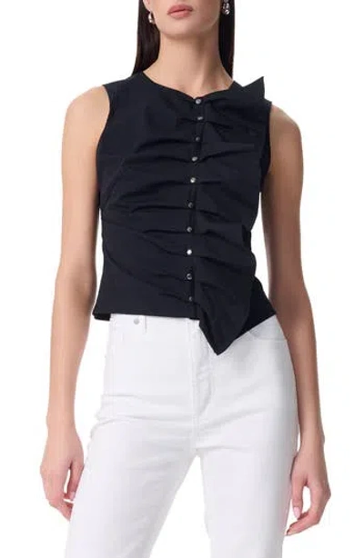 Robert Rodriguez Reina Poplin Ruffle Tank In Black