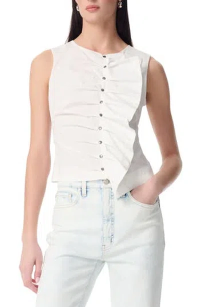 Robert Rodriguez Reina Poplin Ruffle Tank In White