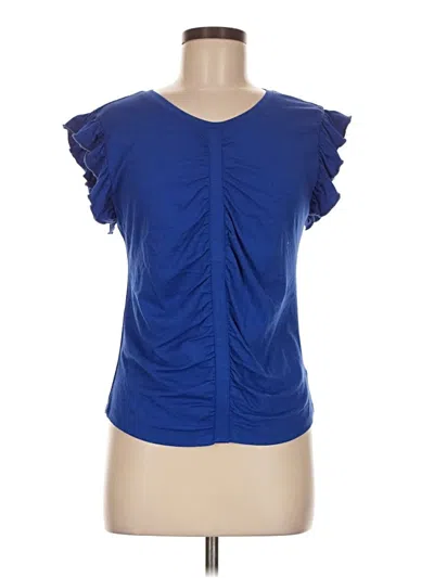 Pre-owned Robert Rodriguez Short Sleeve Top Blue Sweetheart Neckline Tops