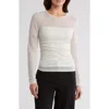 Robert Rodriguez Side Shirred Long Sleeve Top In Gardenia