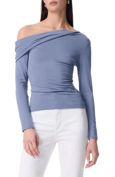 Robert Rodriguez Simonette Twisted One-shoulder Long Sleeve Top In Blue