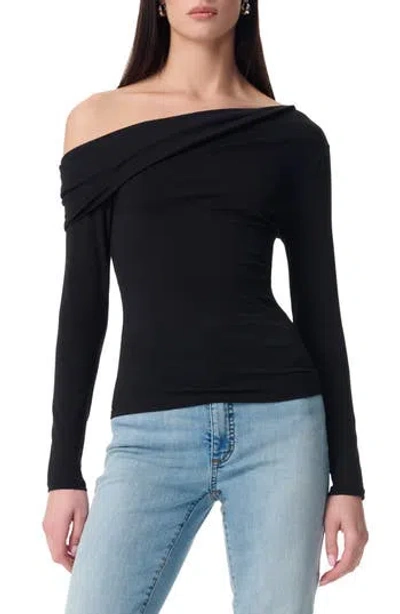 Robert Rodriguez Simonette Twisted One-shoulder Long Sleeve Top In Black
