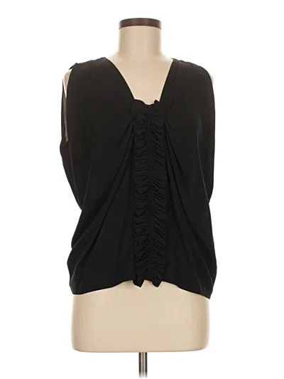 Pre-owned Robert Rodriguez Sleeveless Silk Top Black Plunge Neckline Tops