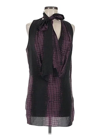 Pre-owned Robert Rodriguez Sleeveless Silk Top Black Tie Neck Tops