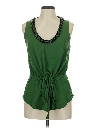 Pre-owned Robert Rodriguez Sleeveless Silk Top Green Keyhole Neckline Tops