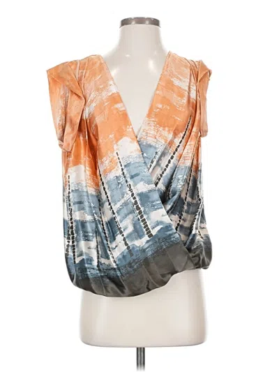 Pre-owned Robert Rodriguez Sleeveless Silk Top Orange Plunge Neckline Tops
