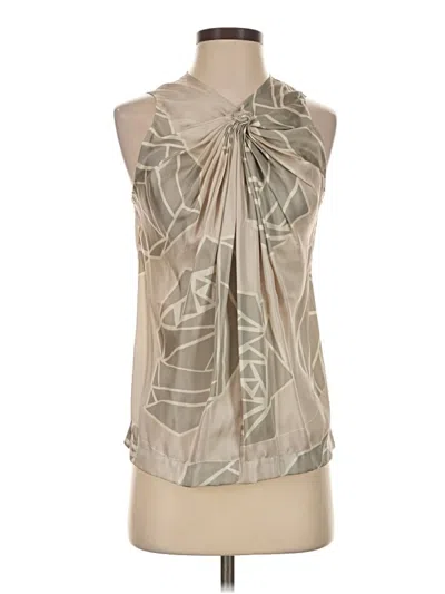 Pre-owned Robert Rodriguez Sleeveless Silk Top Silver Halter Neckline Tops