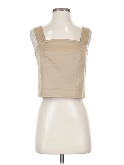Pre-owned Robert Rodriguez Sleeveless Top Tan Square Neckline Tops In Brown
