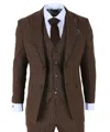 Robert Simon 3 Piece Suit Pinstripe Slim Fit Formal Dress In Sand