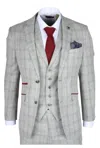 Robert Simon Andrew 3 Piece Checked Suit In Grey
