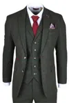 Robert Simon Joshua 3 Piece Tweed Suit In Green