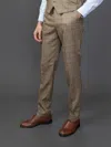Robert Simon Liam Checked Trousers Formal Pants In Brown