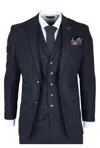 Robert Simon Ryan 3 Piece Tweed Slim Fit Suit In Blue