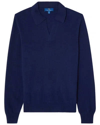 Robert Talbott 100% Cashmere Parsons Johnny Collar Sweater In 445-ink