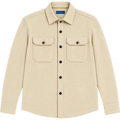 Robert Talbott Bradley Stretch Cashmere Blend Shirt Jacket In Cream Heather