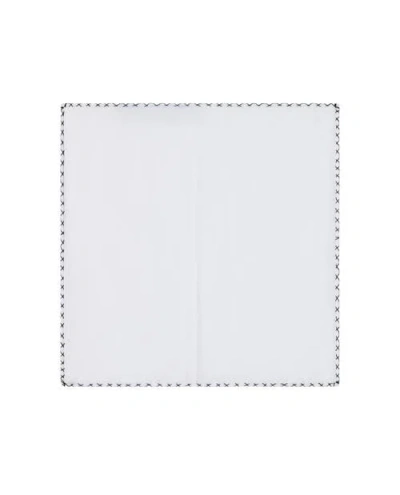 Robert Talbott Carlton Linen Cross Stitch Border Pocket Square In White