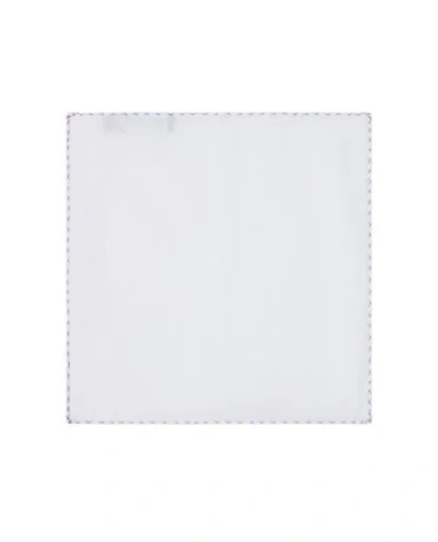 Robert Talbott Carlton Linen Cross Stitch Border Pocket Square In White