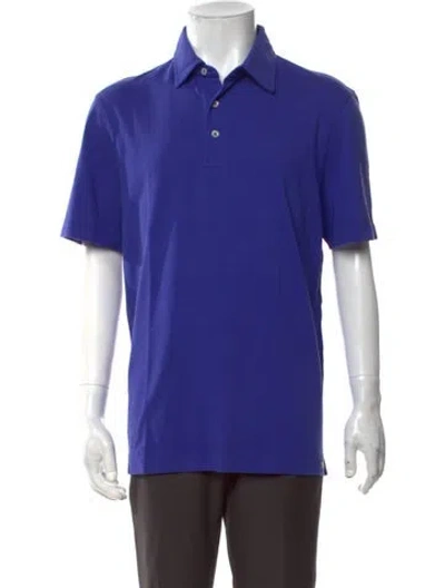Pre-owned Robert Talbott Collar Short Sleeve Polo Shirt W/ Tags In Blue