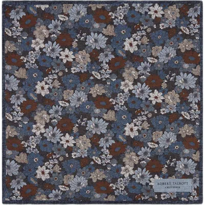 Robert Talbott Collins Floral Double Print Pocket Square In Blue Multi