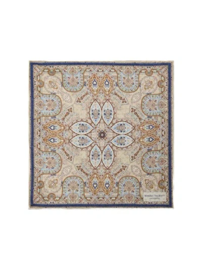 Robert Talbott Collins Reversible Paisley Silk Pocket Square In Brown