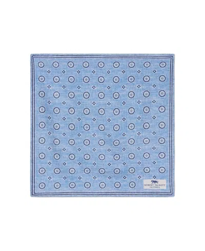 Robert Talbott Collins Reversible Silk Pocket Square In Blue