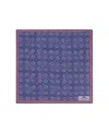 Robert Talbott Collins Reversible Silk/cotton Pocket Square In Blue