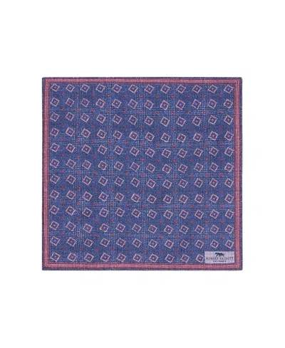 Robert Talbott Collins Reversible Silk/cotton Pocket Square In Blue