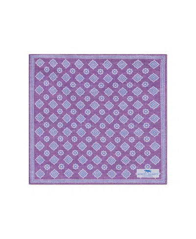 Robert Talbott Collins Reversible Silk/cotton Pocket Square In Purple