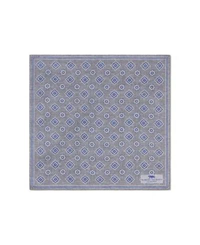 Robert Talbott Collins Reversible Silk/cotton Pocket Square In Gray