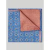 Robert Talbott Collins Reversible Silk/cotton Pocket Square In Blue/orange Neat