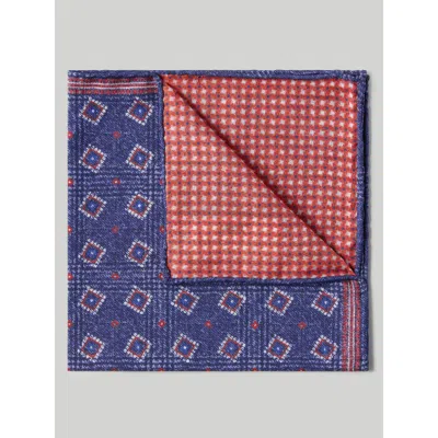 Robert Talbott Collins Reversible Silk/cotton Pocket Square In Multi