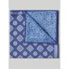 Robert Talbott Collins Reversible Silk/cotton Pocket Square In Navy/sky Neat