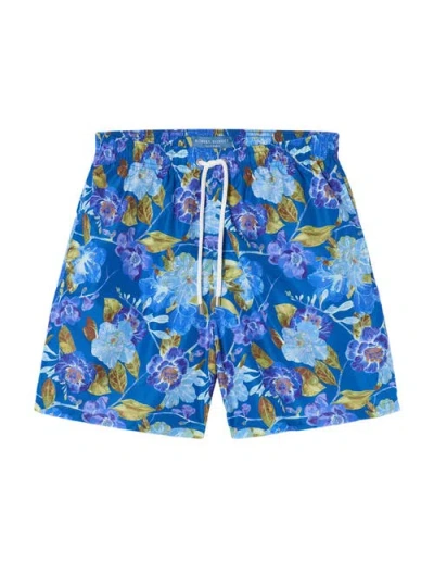 Robert Talbott Connery Drawstring Swim Trunk In Blue