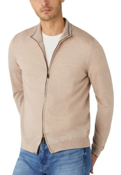 Robert Talbott Dalton Full Washable Merino Zip Sweater In Brown