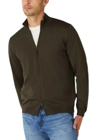 Robert Talbott Dalton Full Washable Merino Zip Sweater In Brown