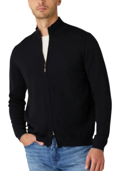 Robert Talbott Dalton Full Washable Merino Zip Sweater In Black