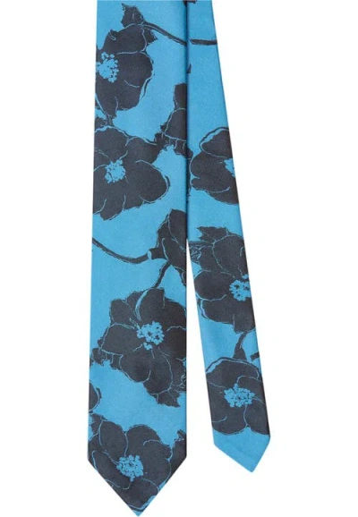 Robert Talbott Duvall Large Floral Jacquard Unlined Necktie In Blue