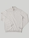 Robert Talbott Eastwood Quarter Zip Sweater In Oatmeal With Gray Tipping