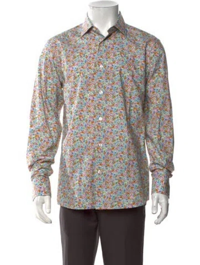 Pre-owned Robert Talbott Floral Print Long Sleeve Shirt W/ Tags In Multicolor
