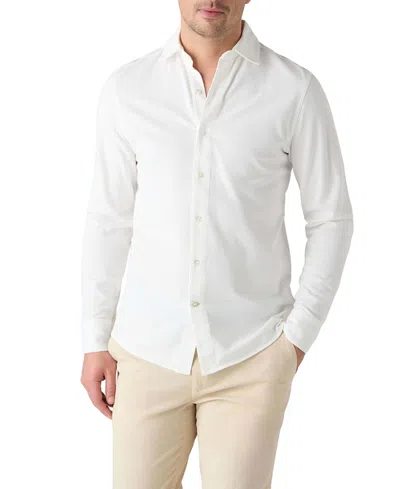 Robert Talbott Foster Long Sleeve Knit Shirt In White