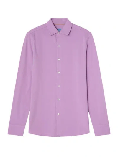 Robert Talbott Foster Long Sleeve Pique Knit Shirt In Pink