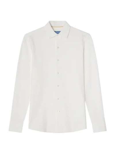 Robert Talbott Foster Long Sleeve Pique Knit Shirt In White