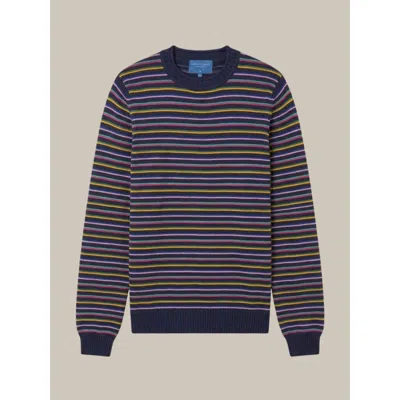 Robert Talbott Hilton Multi Stripe Rollneck Sweater In Blue