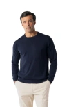 Robert Talbott Keaton Crewneck Sweater In Navy With Gray Tipping